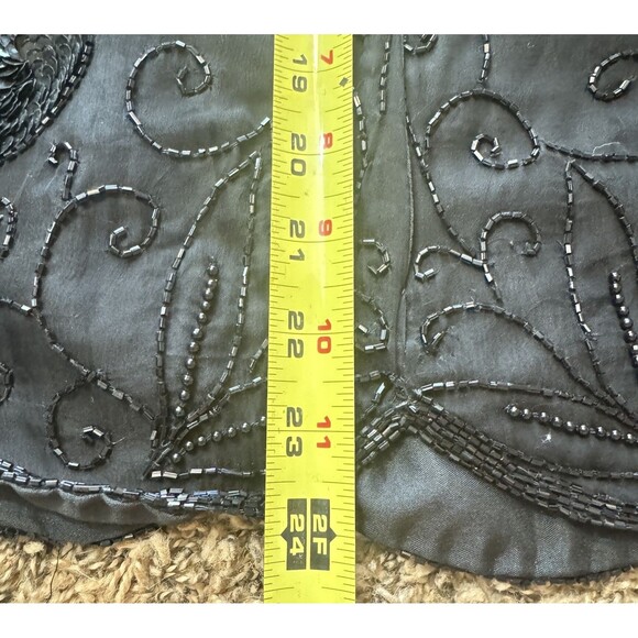 Vintage Patra Stenay Women’s Black Sequin Beaded Silk Evening Blouse Sz M - Picture 6 of 6